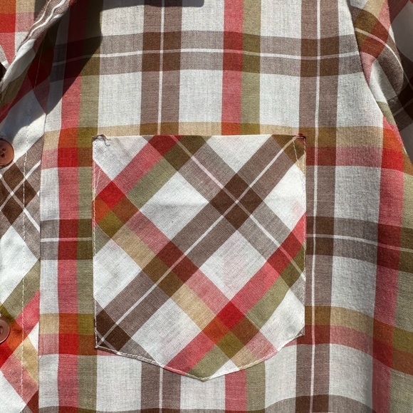 Vintage 1970s Men's Short Sleeve Plaid Shirt - Picture 5 of 5